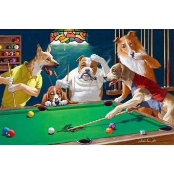 РЕПРОДУКЦИИ НА КАРТИНИ Кучета играещи билярд (1915)